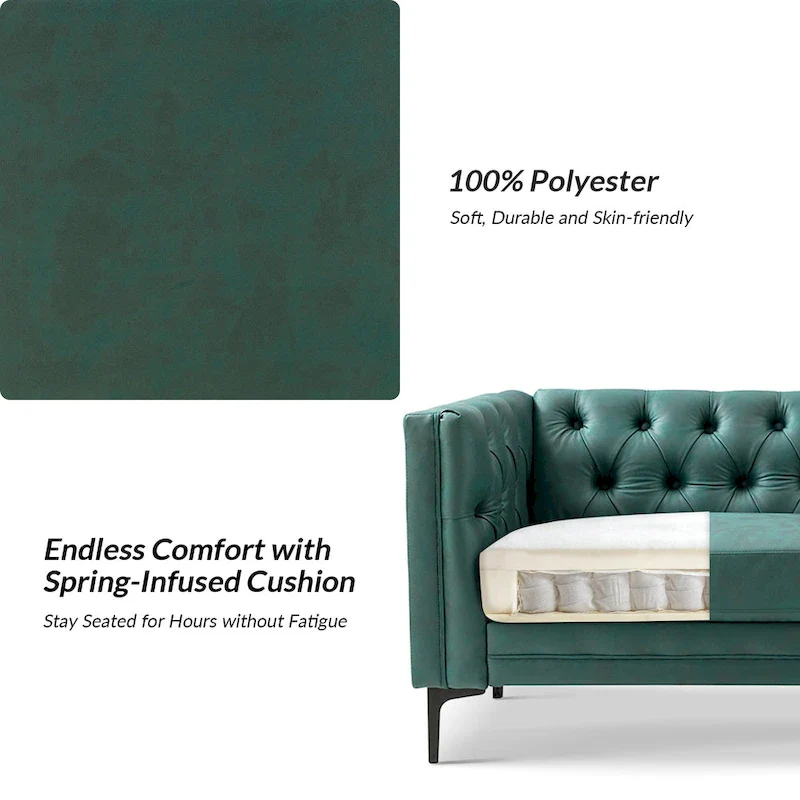 Calymne 84 Classic Square Arms Sofa with Button-Tufted Back by HULALA HOME
