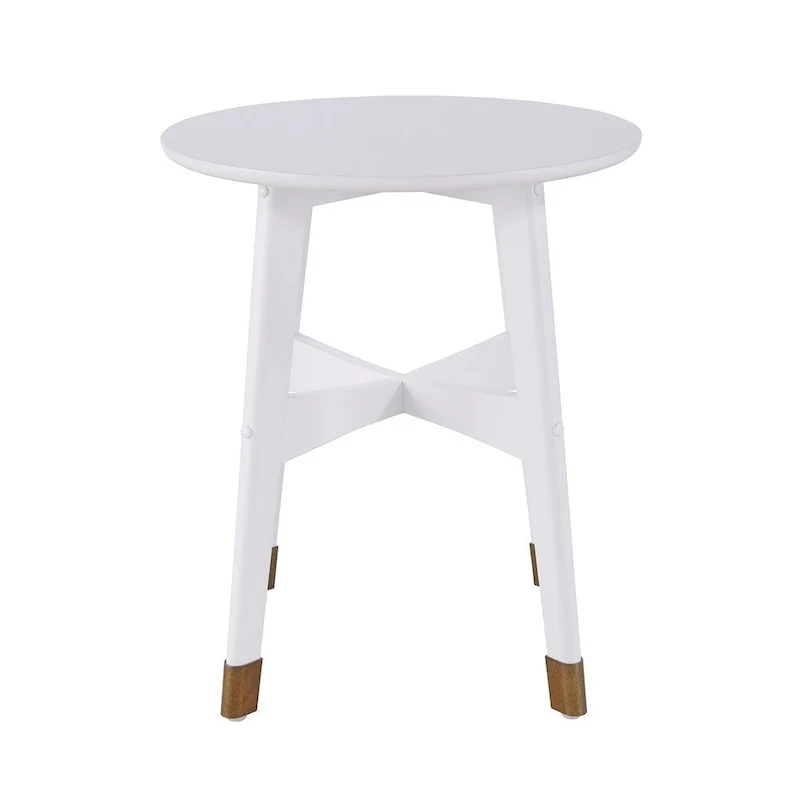 Round Midcentury Modern Wood Side Table