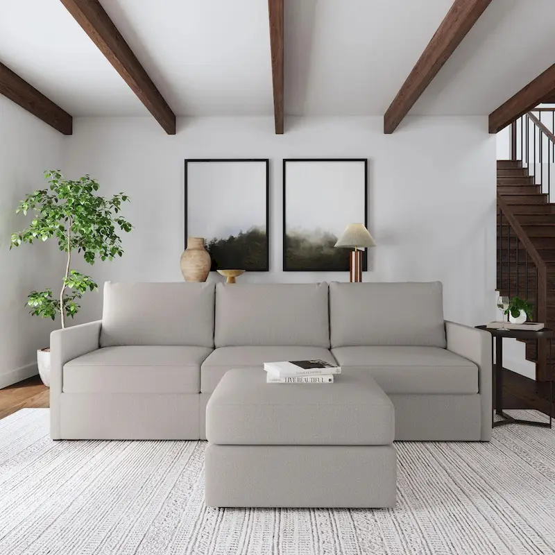 Flex 99 Upholstered Modular Sofa with Bumper Ottoman - 101 x 35 x 37