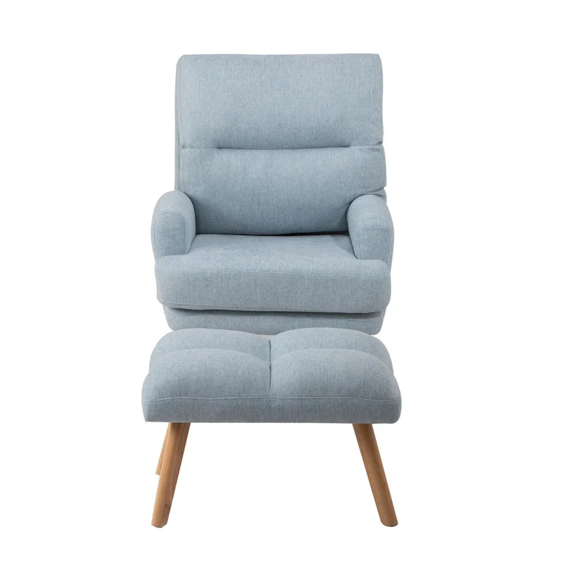Fabric Armchair Accent Chair with Ottoman Set