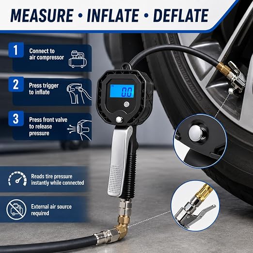 SEAPENG BW-002 Digital Tire Pressure Gauge, 5-230 PSI for cars, trucks, RVs and garages