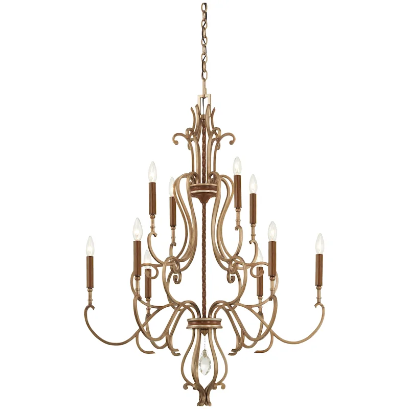 Metropolitan Magnolia Manor Pale Gold Bronze 10 Light Chandelier