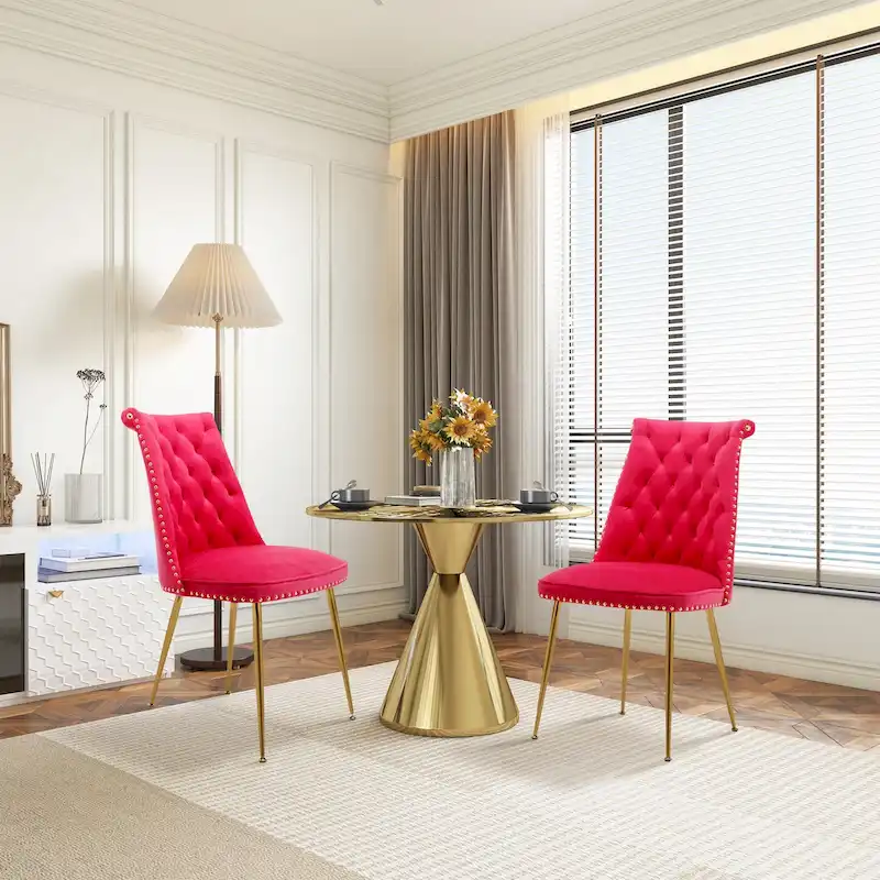 Clihome Modern Velvet Upholstered Featured Dining Chairs (Set of 2)