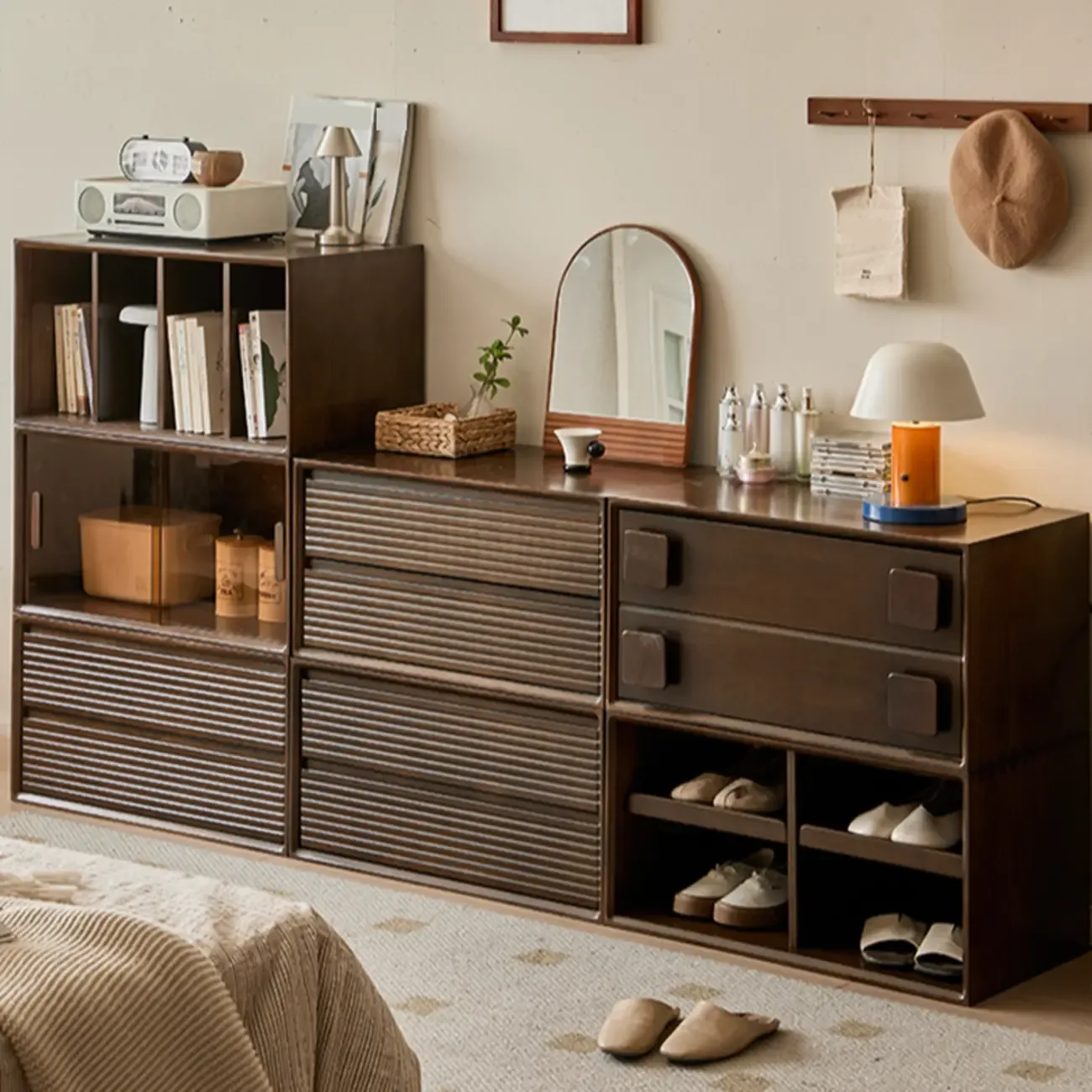 Standard Modern Wood Cube Storage Bookcase Nut-Brown