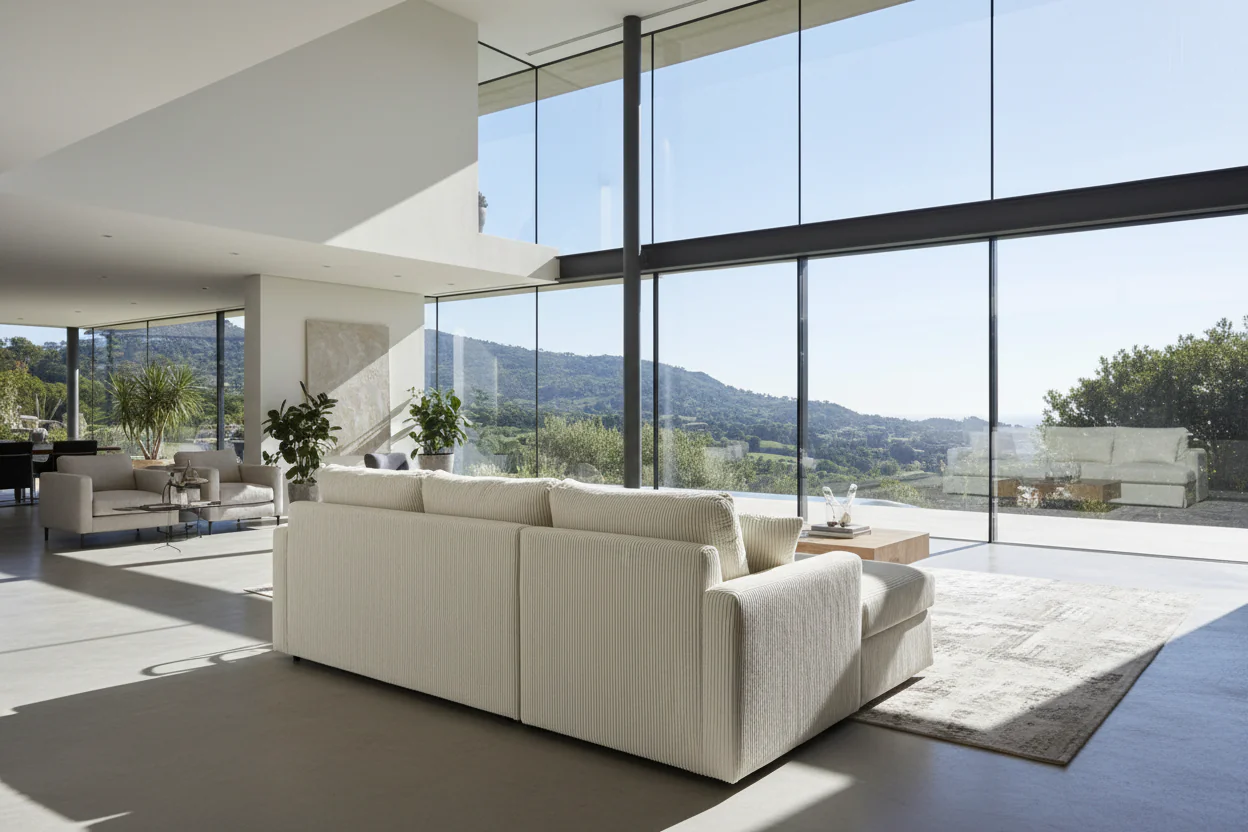 [VIDEO provided][New]87*61Modern L-shaped Corduroy Sofa with Reversible Chaise,4-seat Upholstered Sectional Indoor Furniture,Co