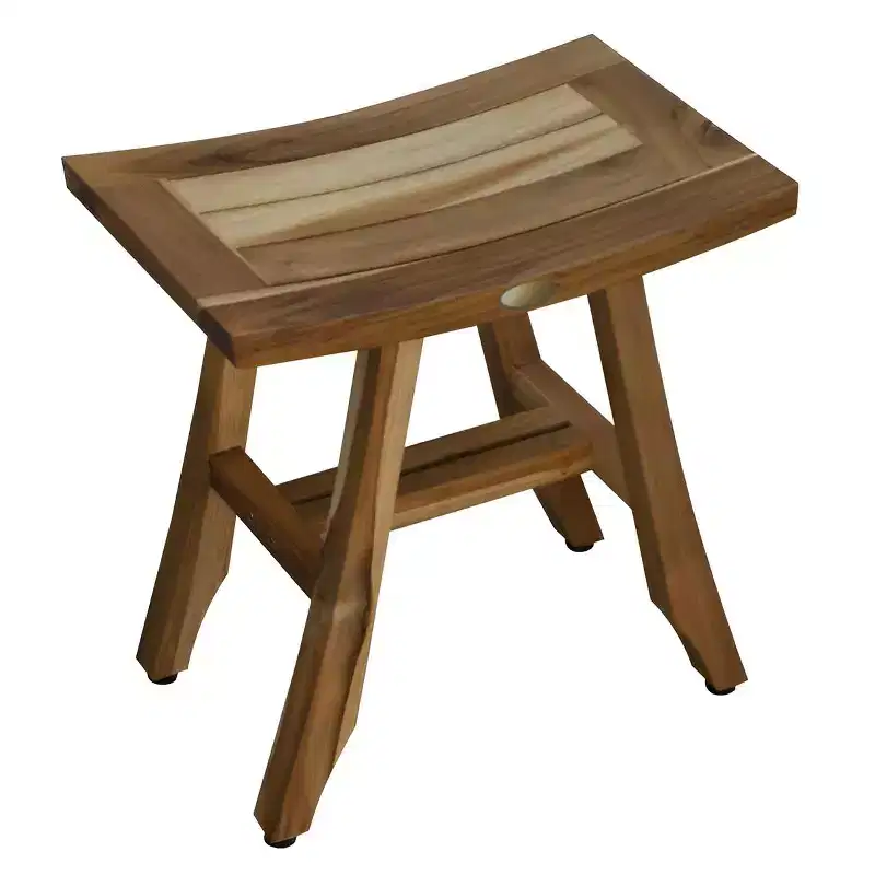 HomeRoots 18 Natural Teak Rectangular Shower Bench