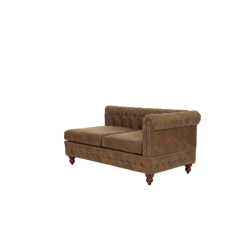 Reversible One Arm Loveseat Dark Coffee Breathable Leatherette Tufted 1Pc Couch Living Room Furniture