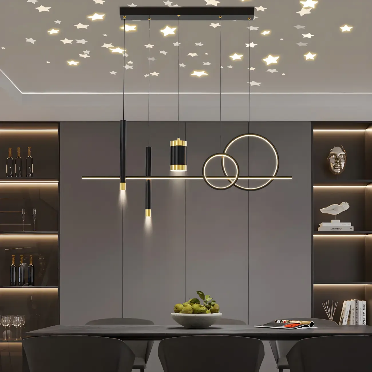 Trendy Modern Metal Cylinder Multi-Light Pendant