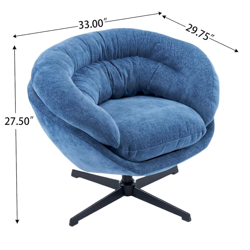 Chenille Upholstered Swivel Club Chair