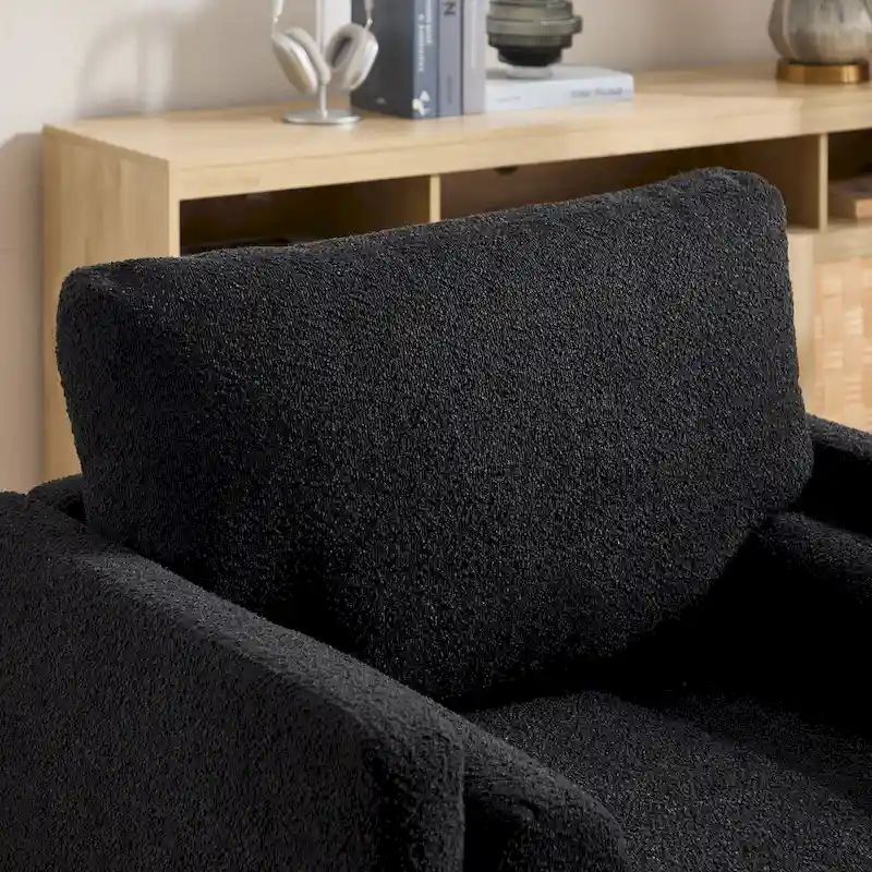 35.4W Modern Reading Chair,Upholstered Accent Chair with Pillows and Wood Legs