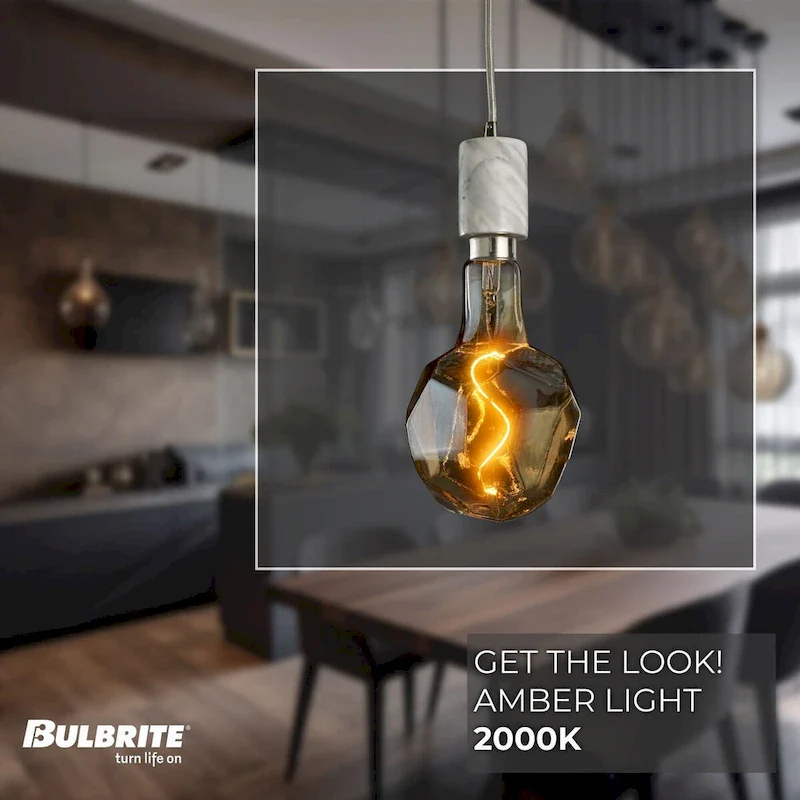 Bulbrite LED Grand Bulb and Pendant Kit of (1) 4 Watt Antique Glass 12  Jewel Shaped Bulb