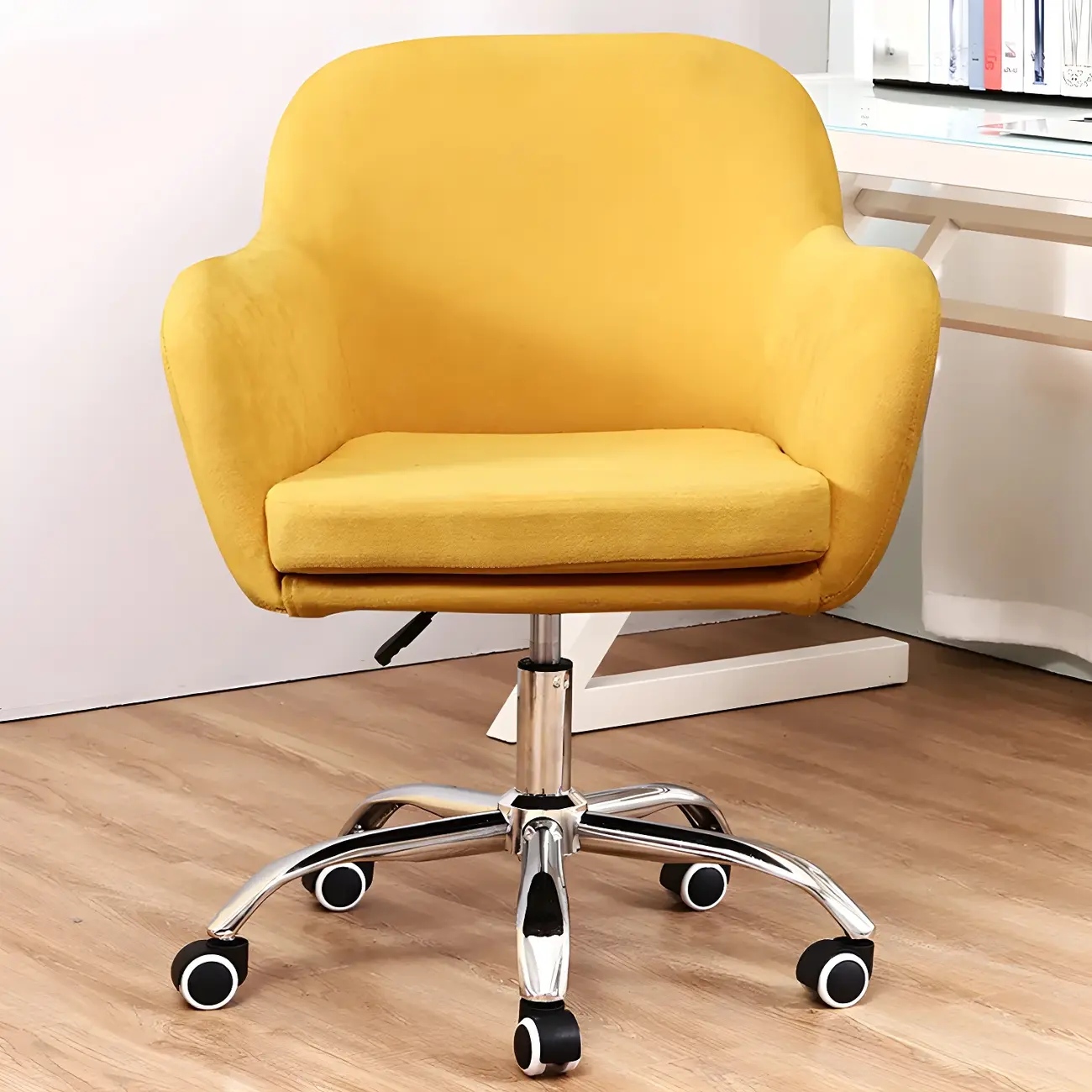 Low-back Green Fabric Swivel Armrest Office Chair