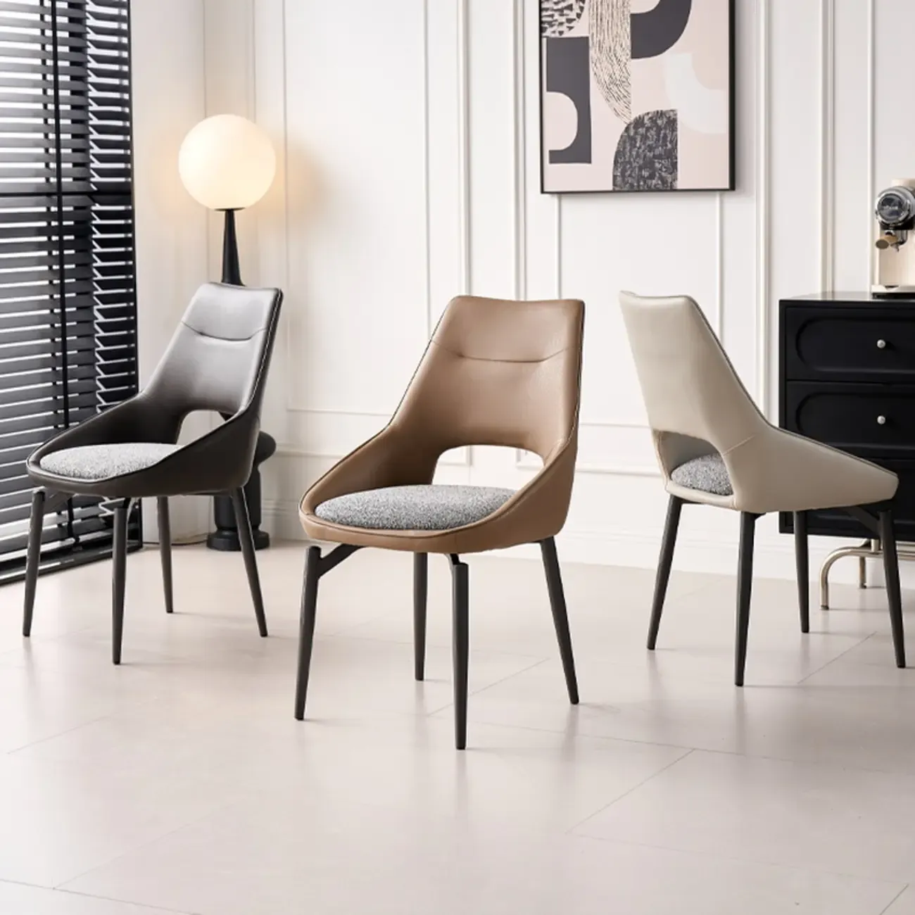 Modern Upholstered Open Back Armless Dining Chair