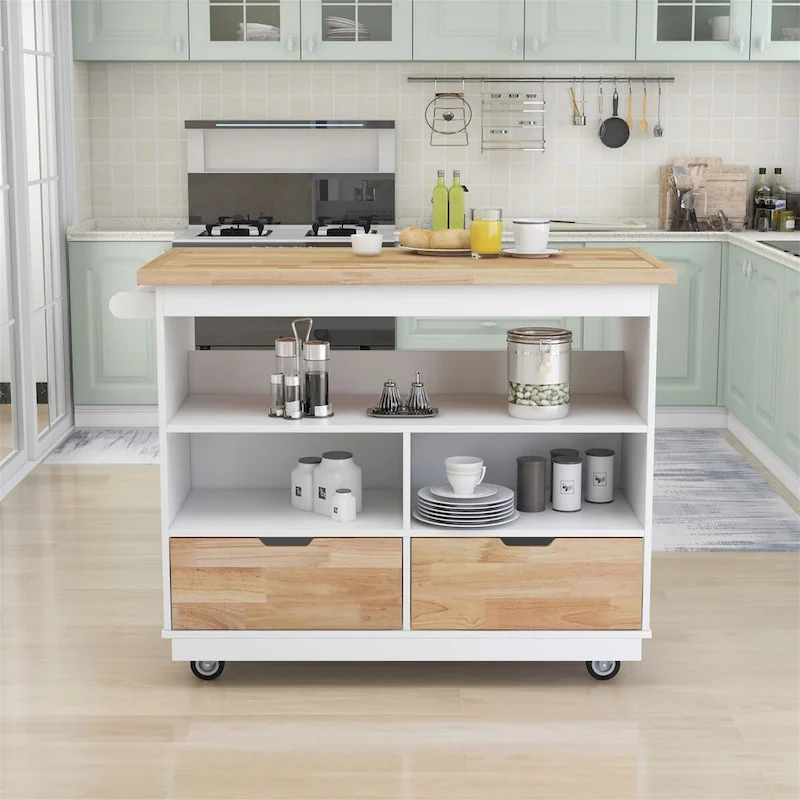 Two-sided Kitchen island Cart on Wheels by Harper&Bright Designs
