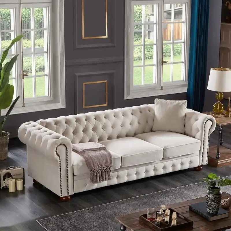 Chesterfield Sofa in Linen Fabric