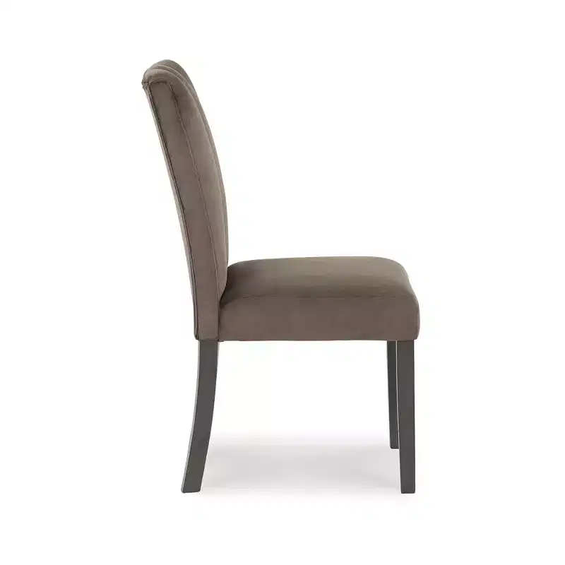 Signature Design by Ashley Zendalia Dining Chairs | Elegant Channel-Stitched Velvet Side Chairs | Set of 2, Mocha Brown