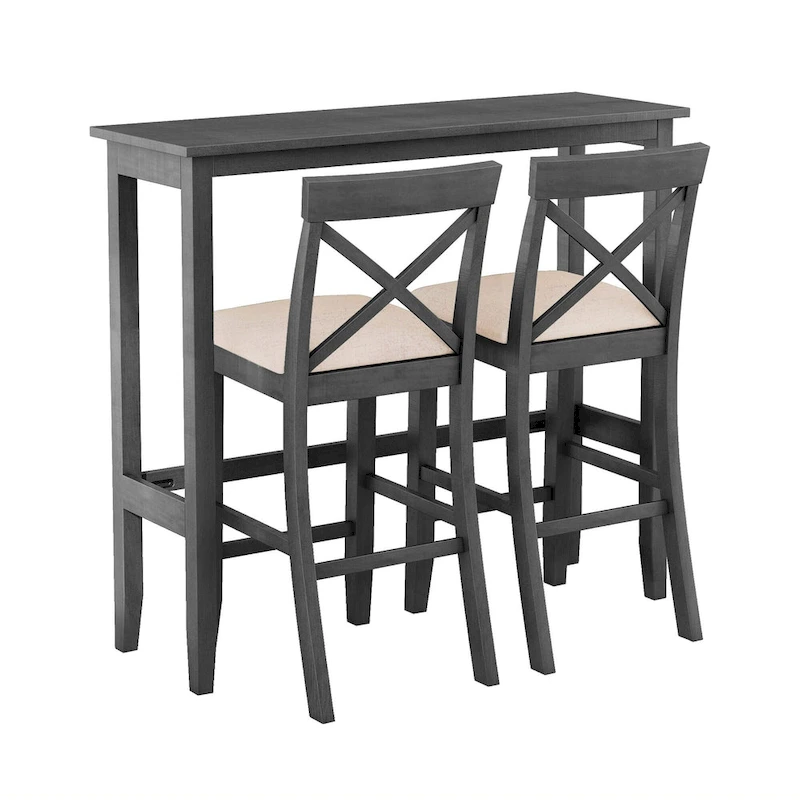 3-Piece Dining Table and Chair Set, Small Counter Height Table and Chair Set with Kitchen Breakfast Nook and 2 Chairs