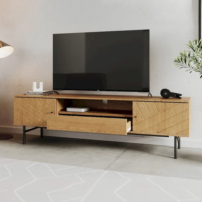 70.6 Media Console Oak Effect TV Stand
