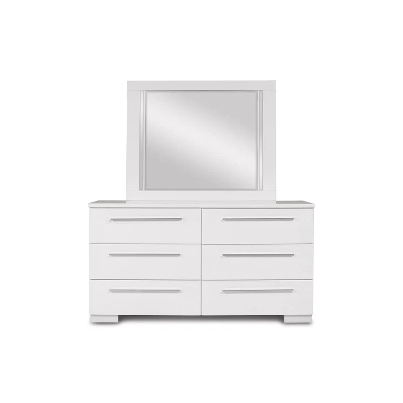 New Classic Furniture Vexa White High Gloss 4-Piece Bedroom Set with Nightstand