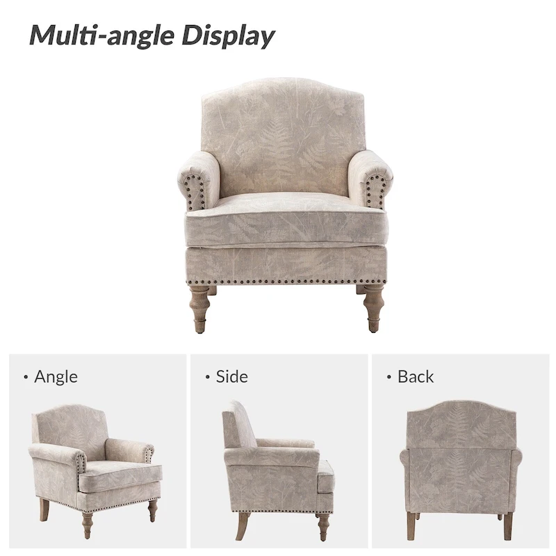 Yahweh Farmhouse Nailhead Armchair with Rolled Arms by HULALA HOME