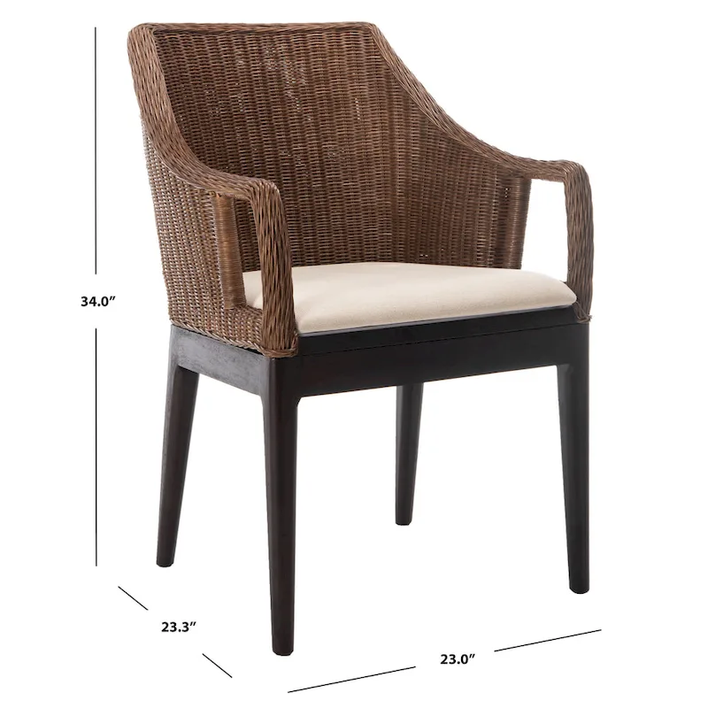 SAFAVIEH Duyen Dining Multi/ Brown Arm Chair - 23  x 23.3  x 34  - 23Wx23Dx34H