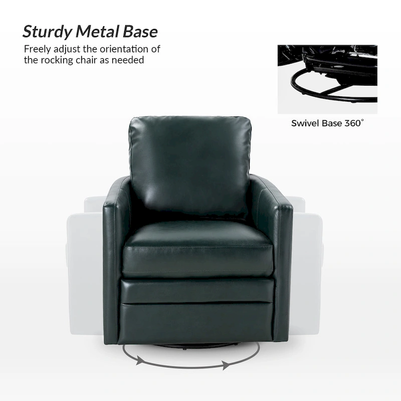 Terrance Transitional Swivel Faux Leather Barrel Accent Chair with Metal Base