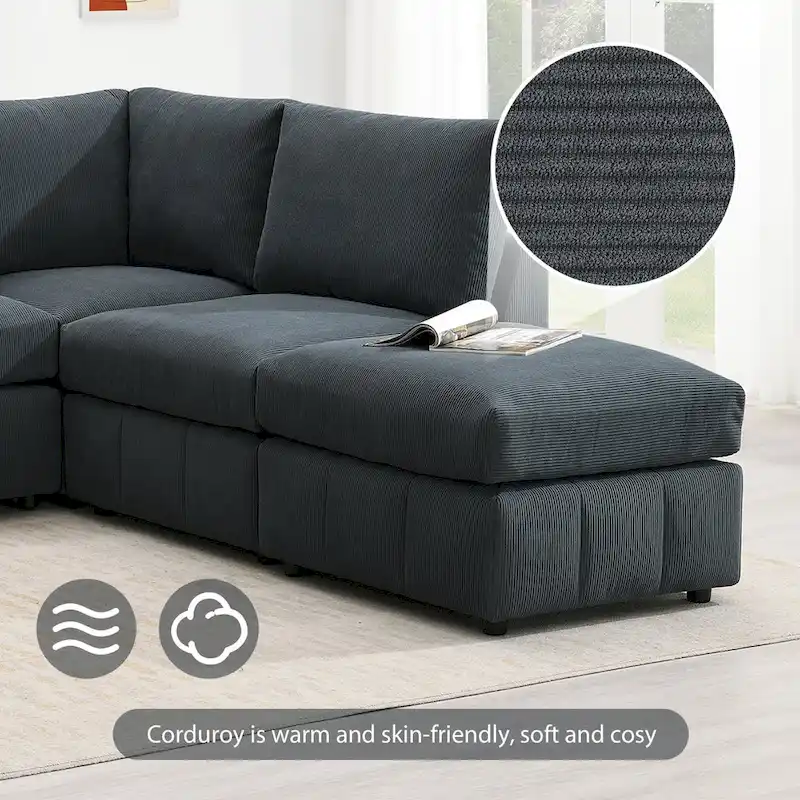 93Modern Sectional Sofa with Vertical Stripes