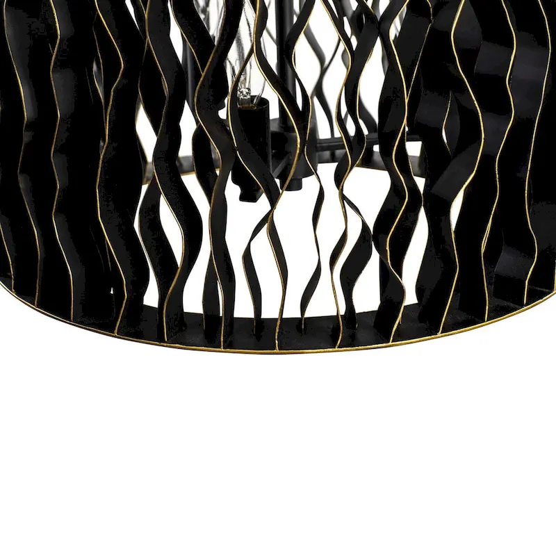 Estela 6-Light Foyer Pendant - Matte Black/French Gold