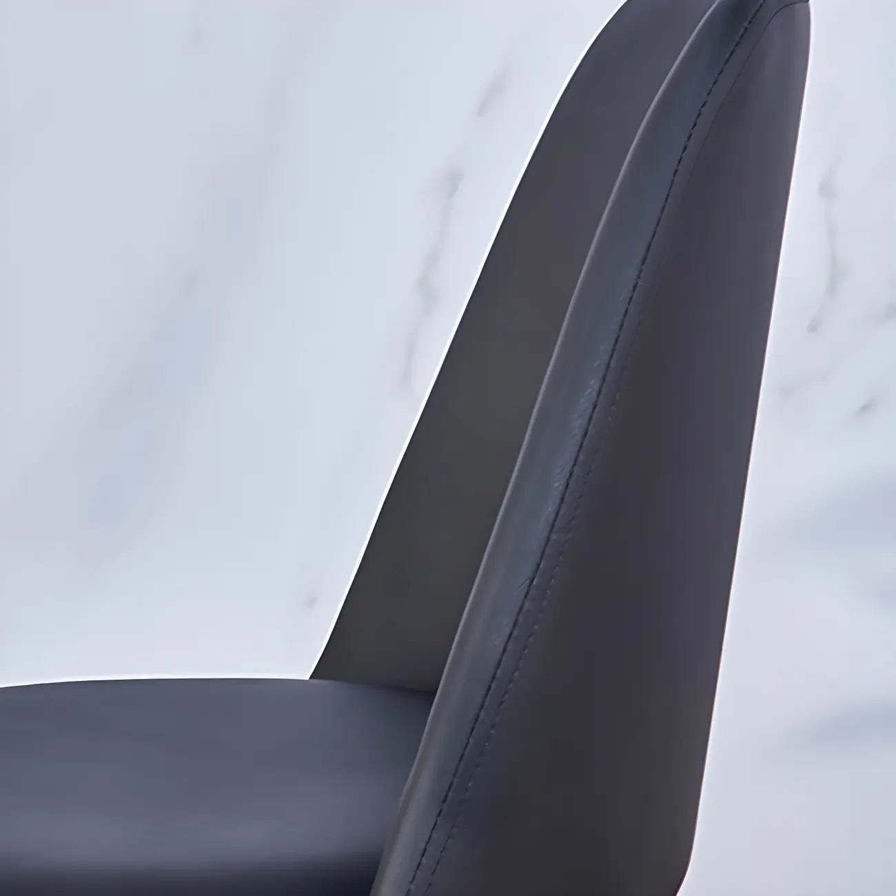 Glam Scandinavian Leather Armless Dining Chairs Metal Frame