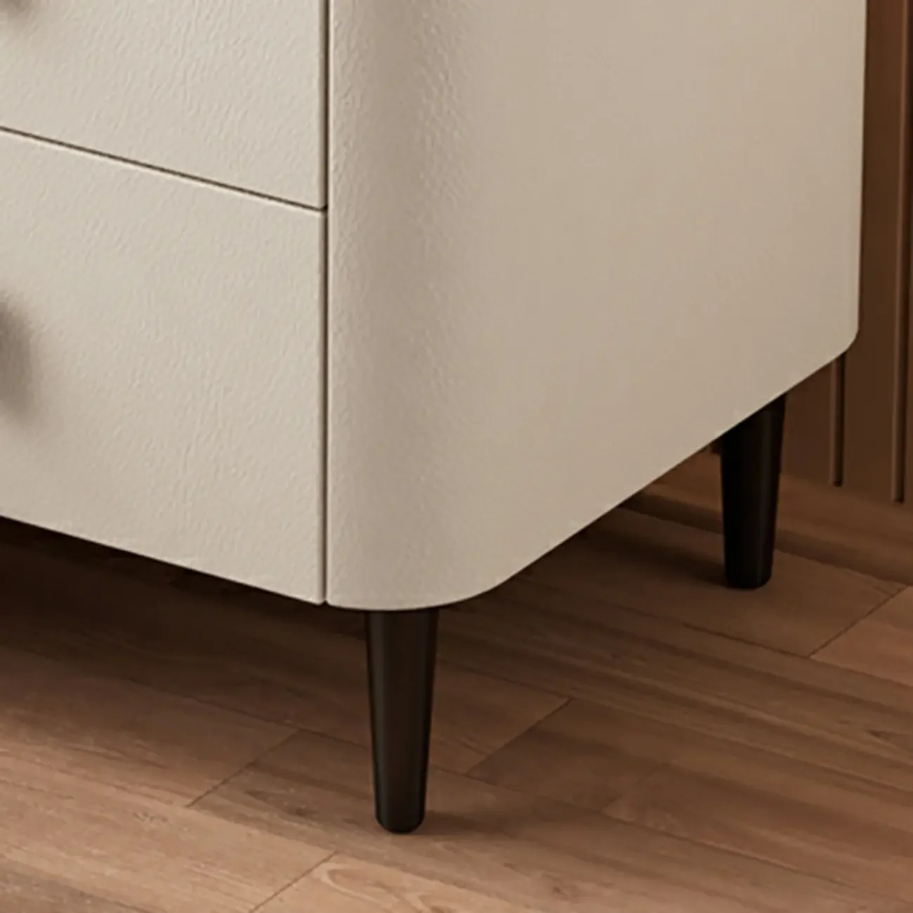 Modern Leather Stone Tray Top 2-Drawer Nightstand