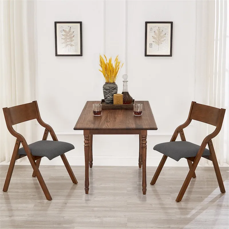 Upholstered Folding Dining Chair with Wood Legs (Set Of 2)
