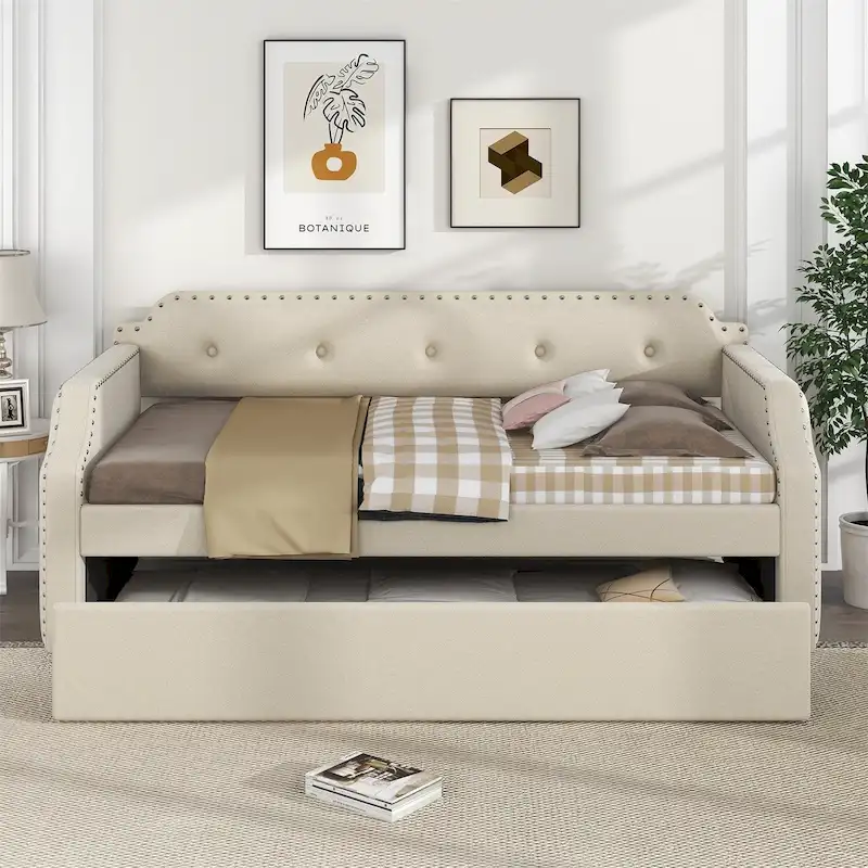 Merax Twin Upholstered Daybed with Trundle