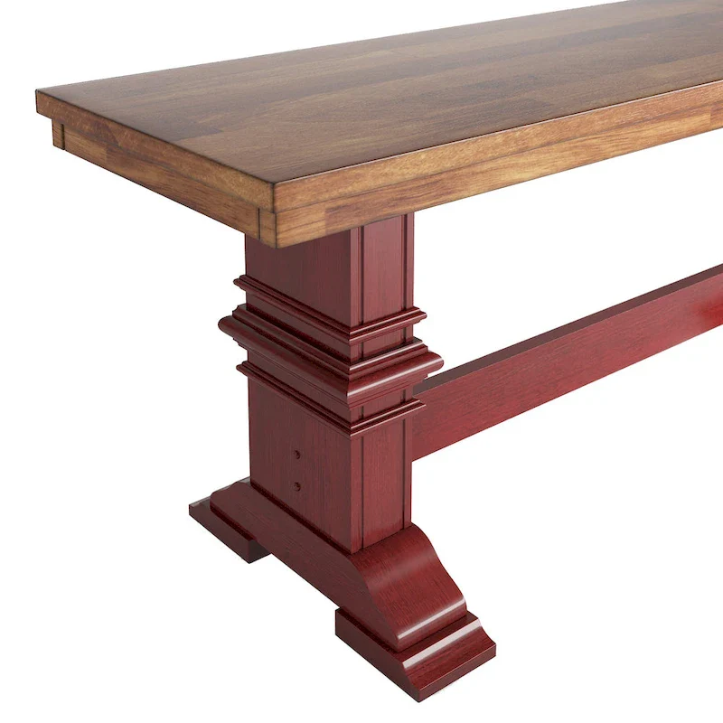 Two-Tone Trestle Leg Wood Dining Bench