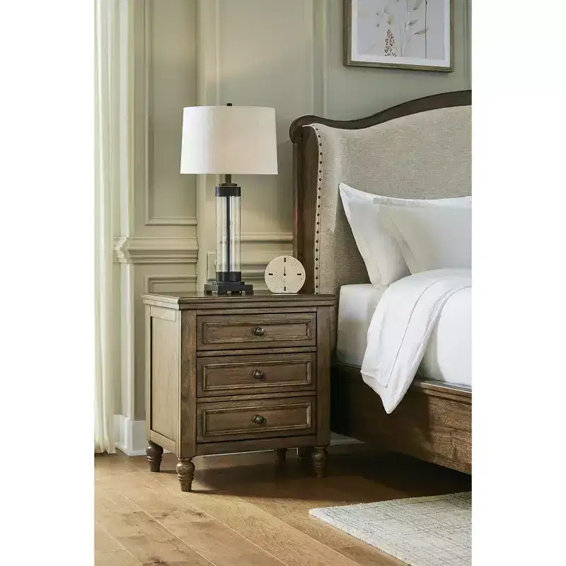 Signature Design by Ashley Sturlayne Traditional 3-Drawer Charging Nightstand with USB Ports, Brown