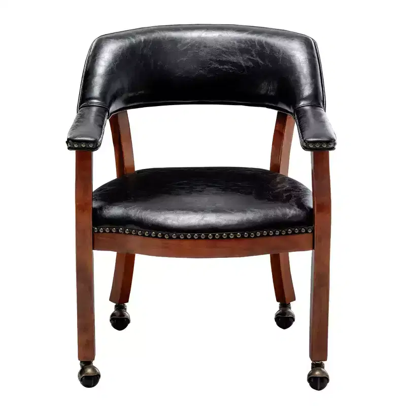 Breighton Home Take a Seat Dillon Armchair with Wheels in Black Vegan Leather