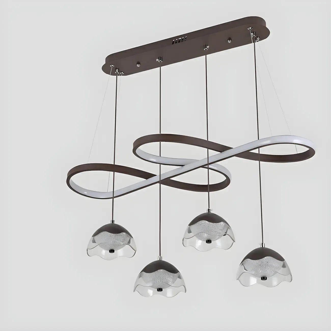 Adjustable 2 Tiers Black Metal 6-Light Dimming Pendant Light