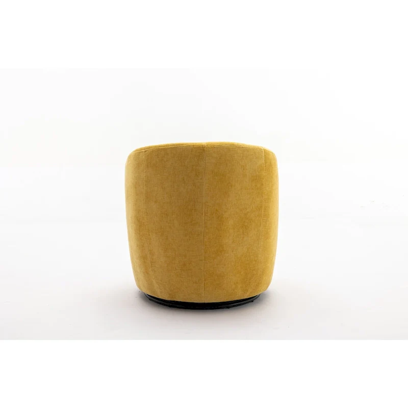 Chenille Fabric Swivel Accent Armchair Barrel Chair With Black Powder Coating Metal Ring