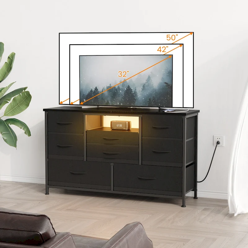 TV Stand & Chest of Drawers with AC Outlets