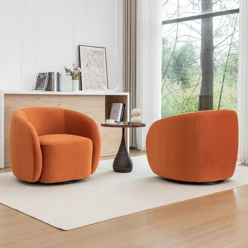 SEYNAR Modern Glam Velvet Upholstered 360 Degree Swivel Accent Armchair Set of 2