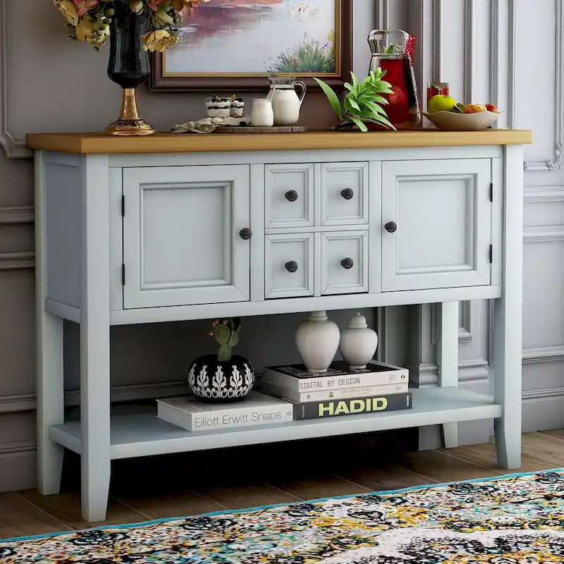 Modern Buffet Sideboard Console Table with Bottom Shelf