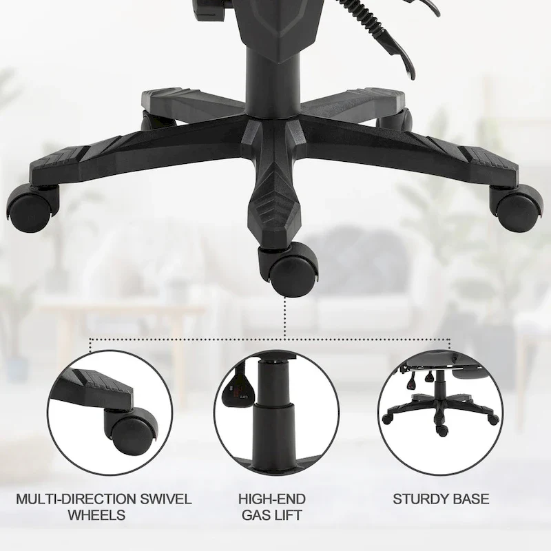 Vinsetto Home Office Chair Adjustable Height Recliner with Retractable Footrest, Mesh Back