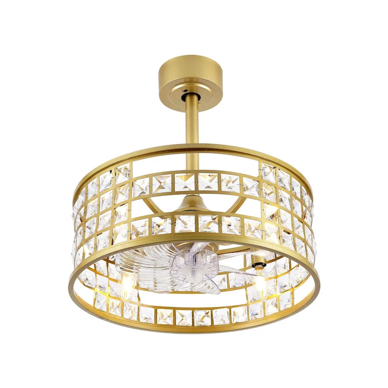 GetLedel 18-in Crystal Chandelier Ceiling Fan with Remote and Light - 18