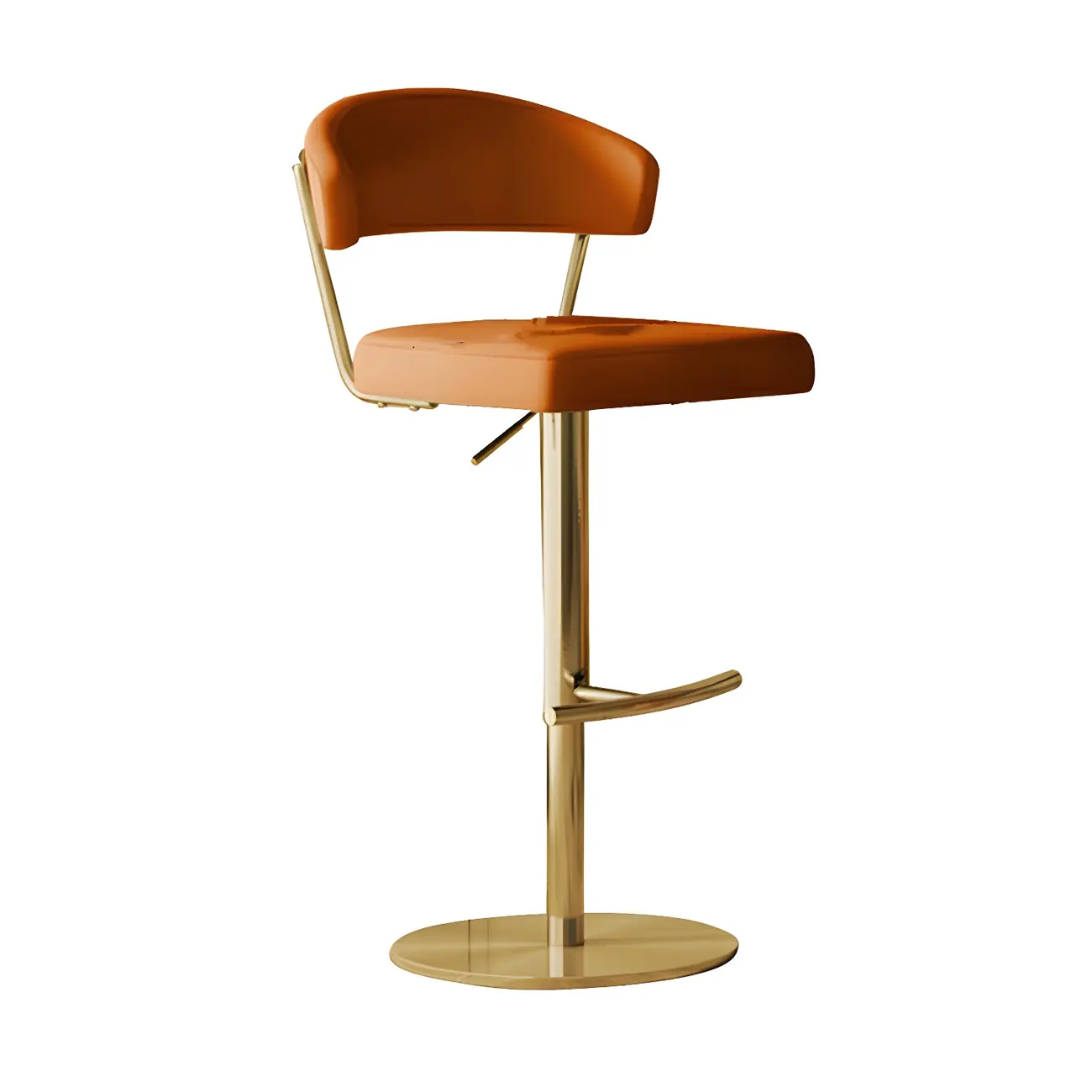 Modern Upholstered Leather Swivel Bar Stools with Adjustable Height
