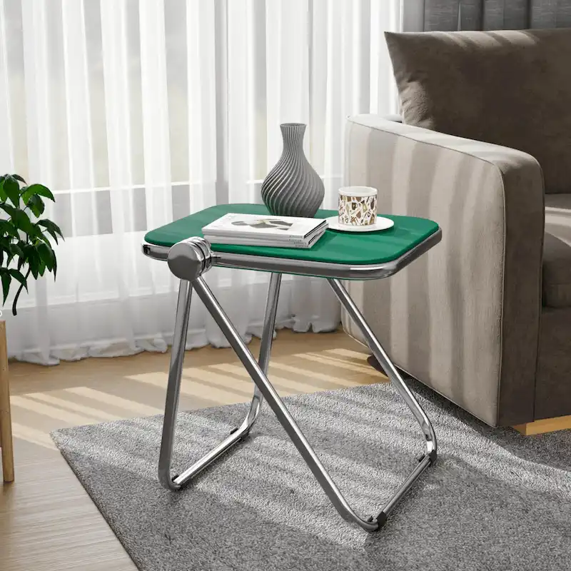 LeisureMod Lawrence Rectangular Folding Table with Aluminum Frame - 16.73