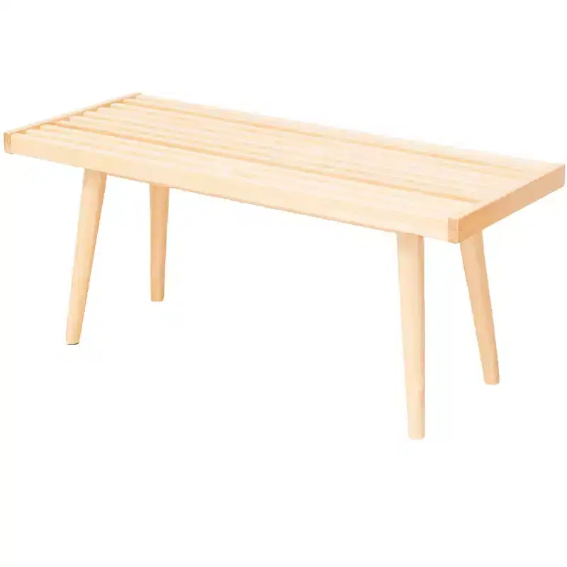 Mid-Century Solid Wood Bench – Black/Clay/Natural/Pecan/Teal/Walnut/White/Yellow – Seats 1