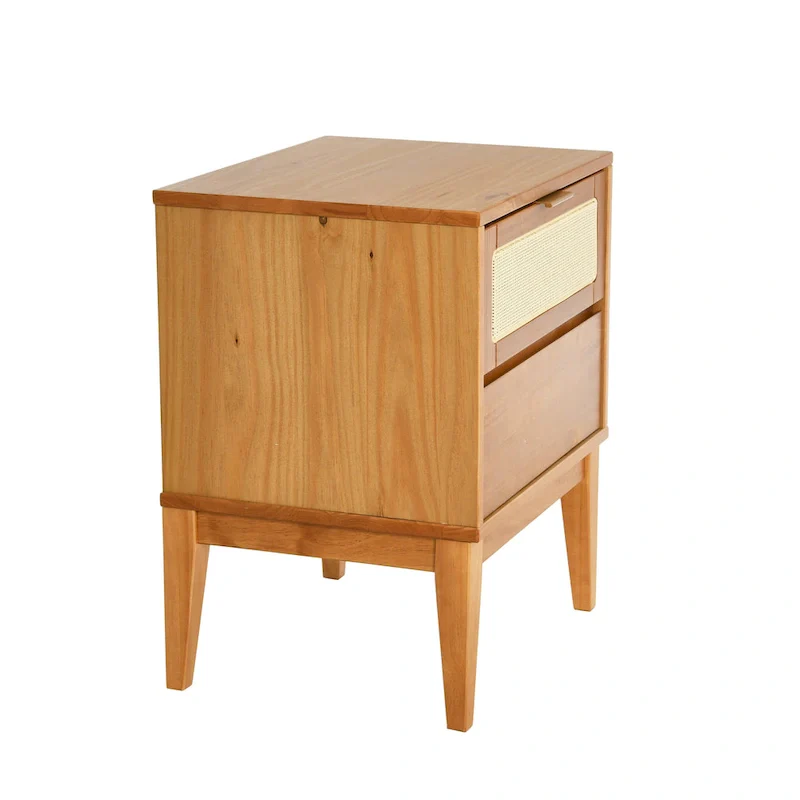 Wood 2-Drawer Bed Side Table