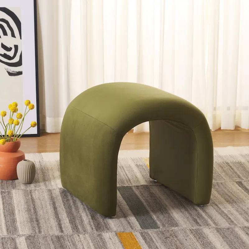 SAFAVIEH Alize Curved Waterfall Velvet Ottoman