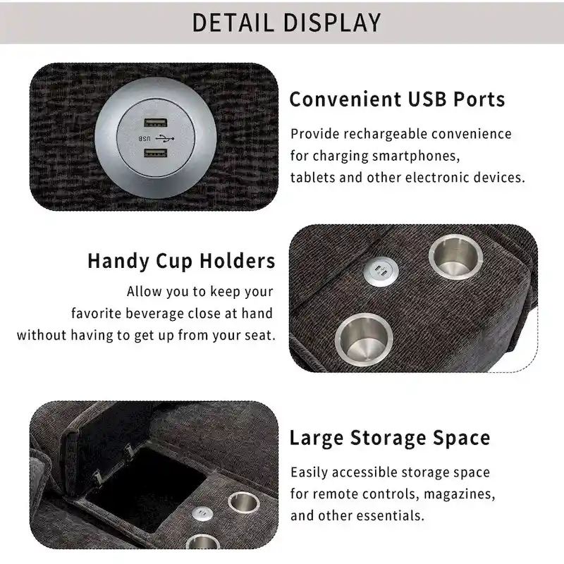 112.6  Chenille Upholstered Sectional Sofa with Two Removable Ottoman