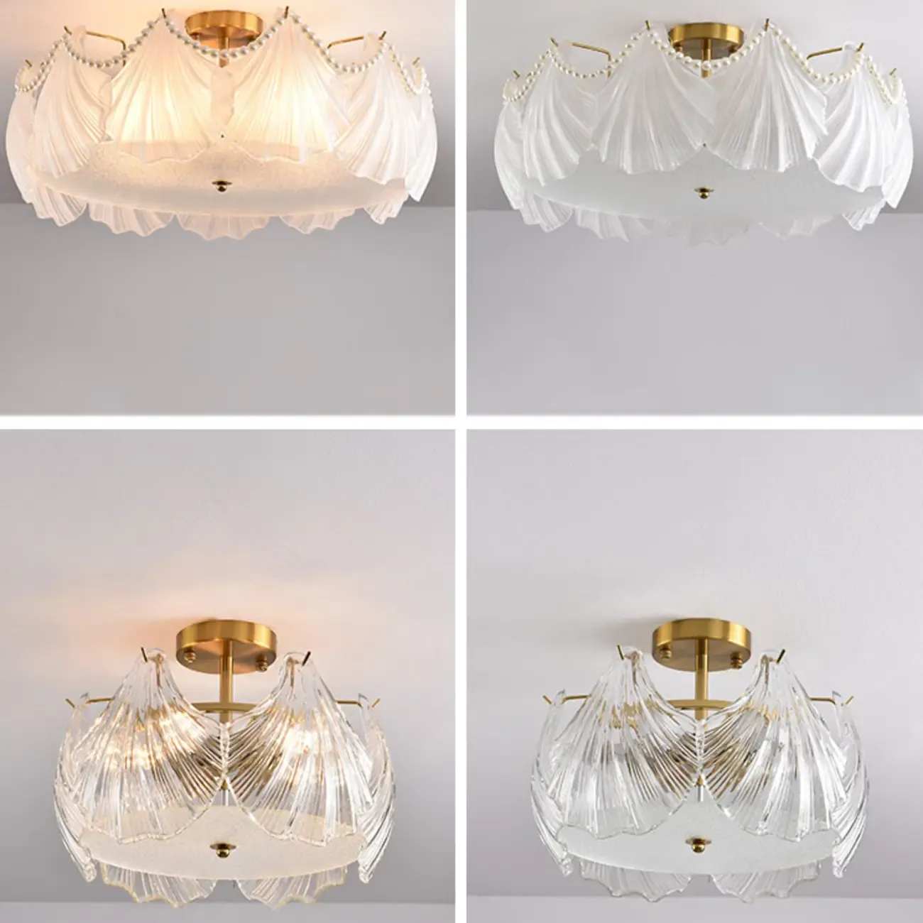 Luxury Living Room Ceiling Light with Glass Shell Shade