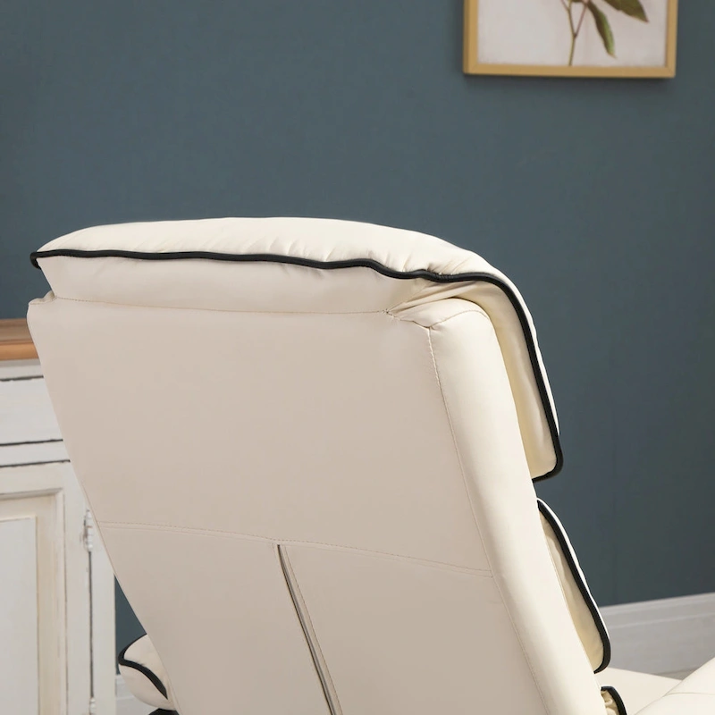 HOMCOM Recliner Chair with Ottoman, Swivel PU Leather High Back Armchair w/ Footrest Stool, 135 Adjustable Backrest